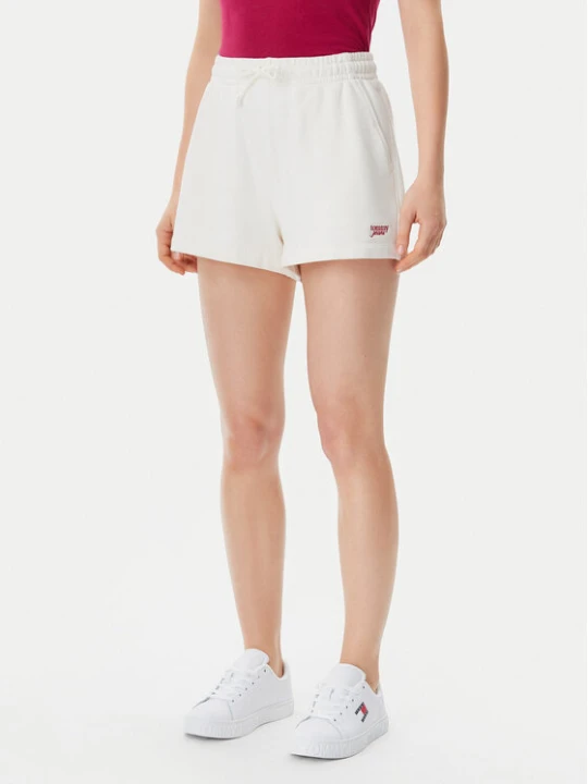 Zdjęcie produktu Tommy Jeans Szorty sportowe Script DW0DW20353 Écru Regular Fit Kremowy