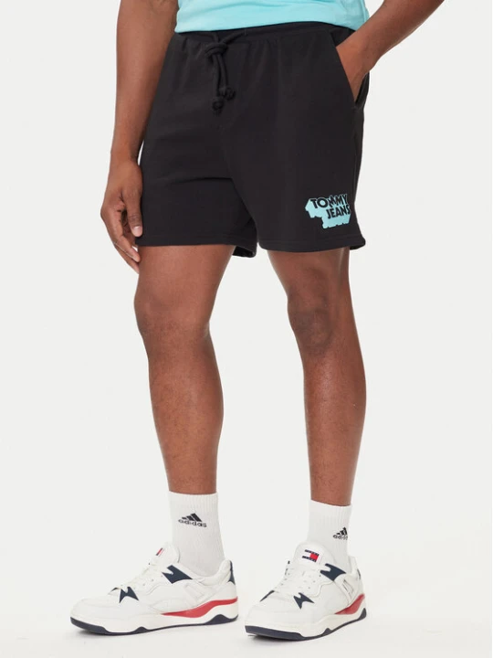 Zdjęcie produktu Tommy Jeans Szorty sportowe Stack Logo DM0DM21803 Czarny Relaxed Fit