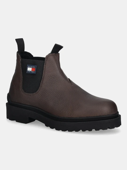 Zdjęcie produktu Tommy Jeans sztyblety skórzane TJM CHELSEA LEATHER WL brązowy