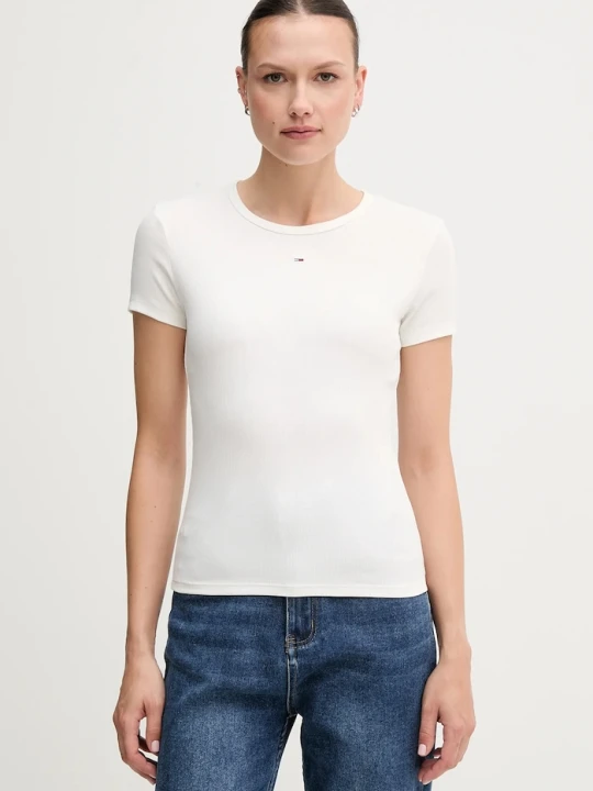 Zdjęcie produktu Tommy Jeans t-shirt basic damski bawełniany z elastanem 2-pack niebieski