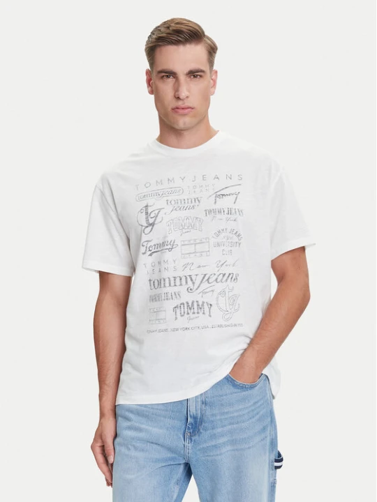 Zdjęcie produktu Tommy Jeans T-Shirt Archive Logos DM0DM21584 Biały Relaxed Fit