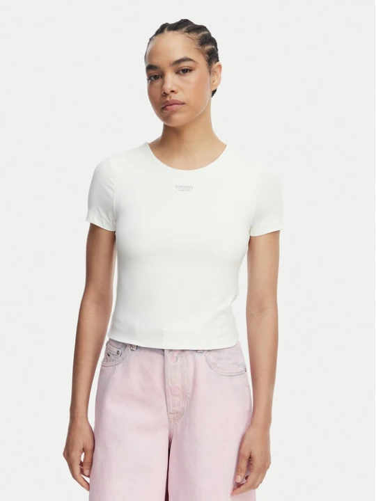Zdjęcie produktu Tommy Jeans T-Shirt Athleisure Metal DW0DW22284 Biały Slim Fit
