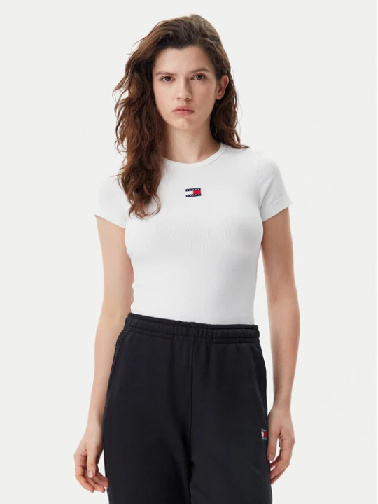 Zdjęcie produktu Tommy Jeans T-Shirt Badge DW0DW17881 Biały Slim Fit
