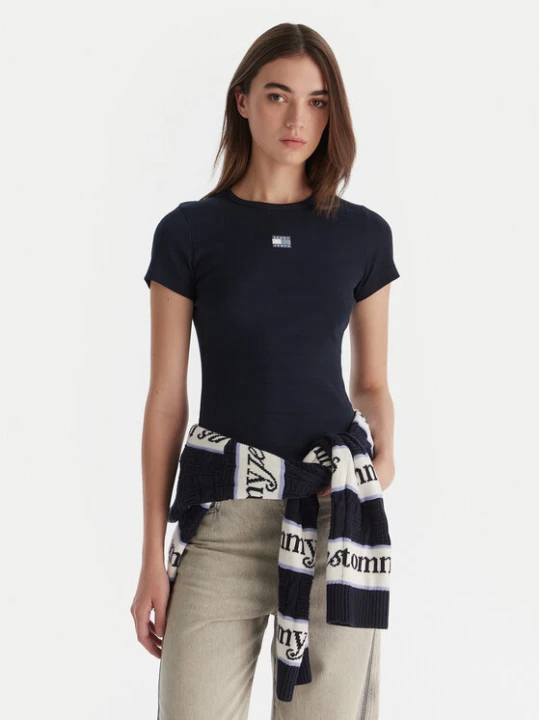 Zdjęcie produktu Tommy Jeans T-Shirt Badge DW0DW17881 Granatowy Slim Fit