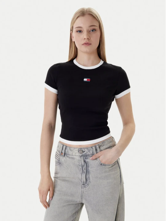 Zdjęcie produktu Tommy Jeans T-Shirt Badge DW0DW22575 Czarny Slim Fit