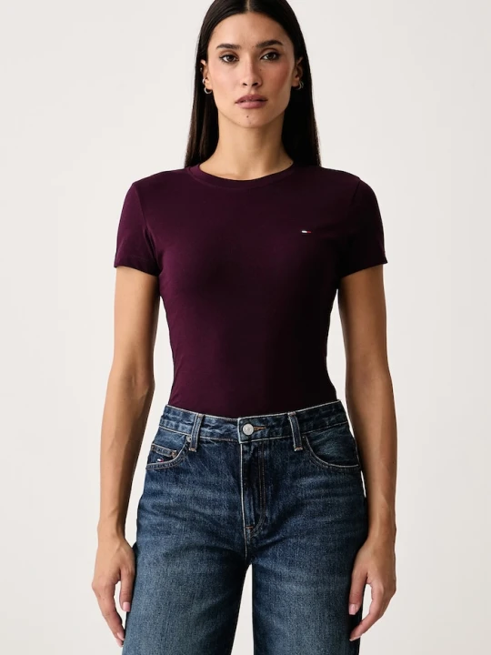 Zdjęcie produktu Tommy Jeans T-shirt basic damski bawełniany bordowy