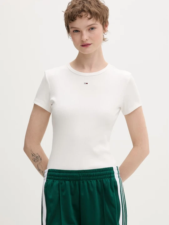 Zdjęcie produktu Tommy Jeans t-shirt basic damski bawełniany z elastanem 2-pack biały