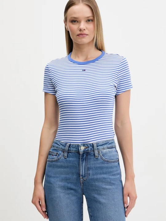 Zdjęcie produktu Tommy Jeans t-shirt basic damski bawełniany z elastanem 2-pack granatowy