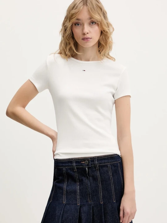 Zdjęcie produktu Tommy Jeans t-shirt basic damski bawełniany z elastanem 2-pack granatowy