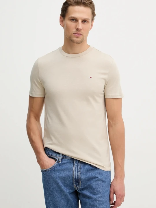 Zdjęcie produktu Tommy Jeans t-shirt basic męski bawełniany 2-pack beżowy