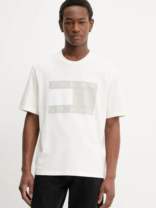 Zdjęcie produktu Tommy Jeans t-shirt bawełniany beżowy