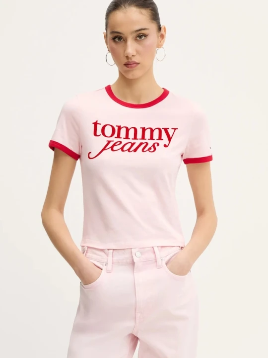 Zdjęcie produktu Tommy Jeans t-shirt bawełniany różowy