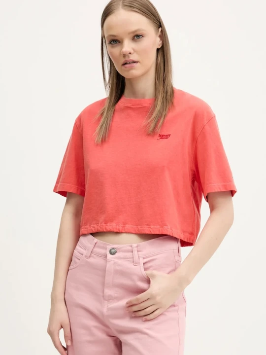 Zdjęcie produktu Tommy Jeans t-shirt bawełniany pomarańczowy