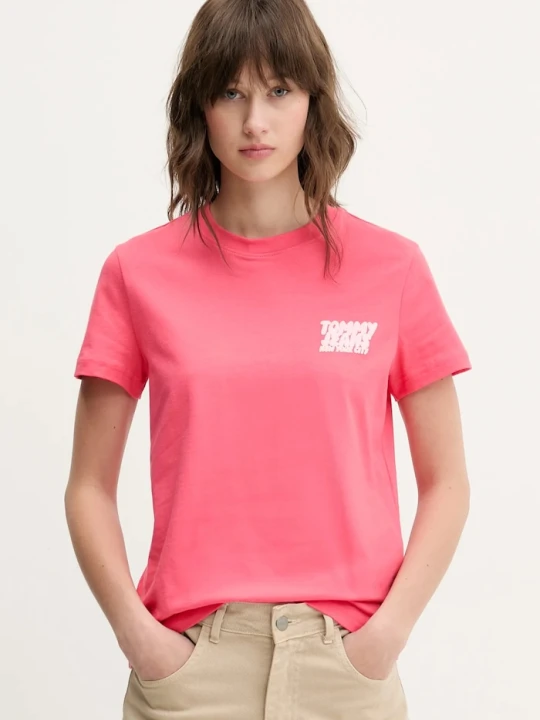 Zdjęcie produktu Tommy Jeans t-shirt bawełniany różowy