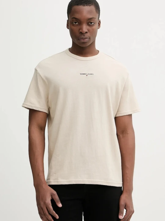 Zdjęcie produktu Tommy Jeans t-shirt bawełniany beżowy