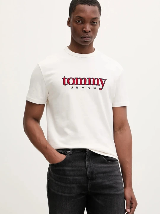 Zdjęcie produktu Tommy Jeans t-shirt bawełniany beżowy
