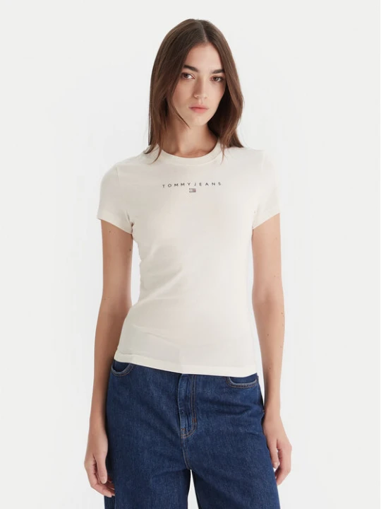 Zdjęcie produktu Tommy Jeans T-Shirt Bling Linear DW0DW21550 Biały Slim Fit