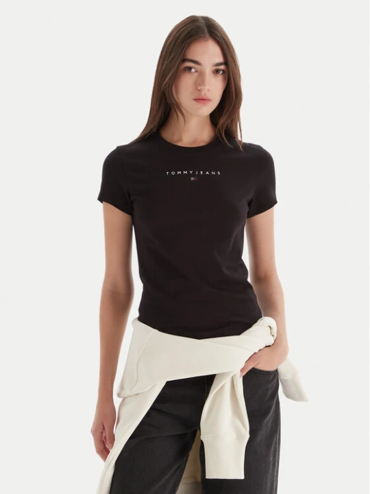 Zdjęcie produktu Tommy Jeans T-Shirt Bling Linear DW0DW21550 Czarny Slim Fit