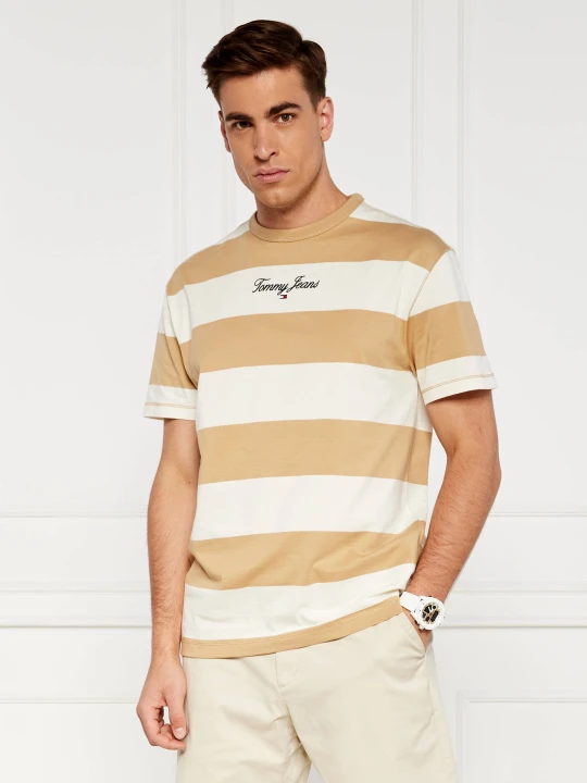 Zdjęcie produktu Tommy Jeans T-shirt BOLD STRIPE | Regular Fit piaskowy