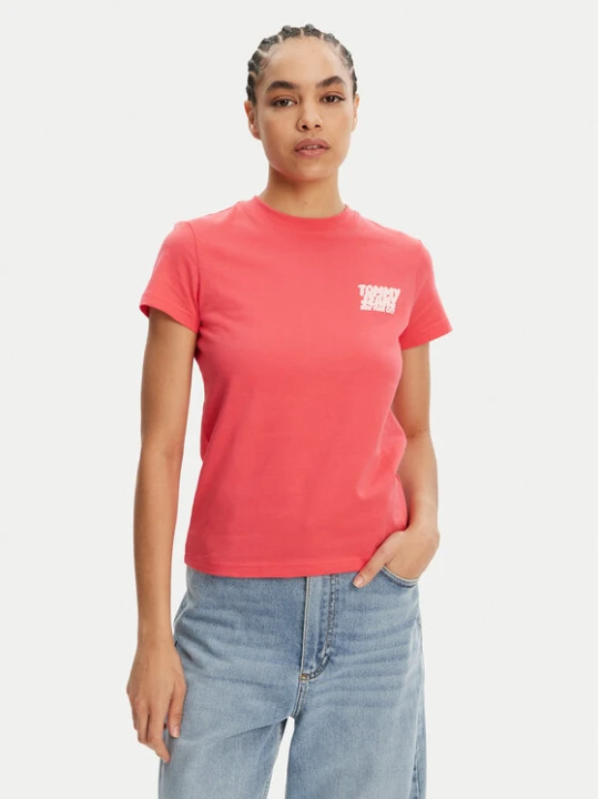 Zdjęcie produktu Tommy Jeans T-Shirt Bubble DW0DW21338 Różowy Regular Fit