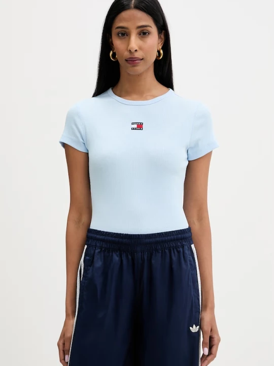 Zdjęcie produktu Tommy Jeans T-shirt damski bawełniany z elastanem niebieski