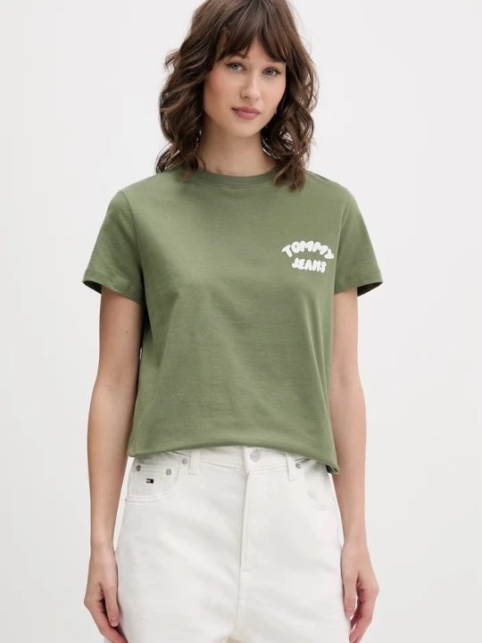 Zdjęcie produktu Tommy Jeans T-shirt damski bawełniany zielony