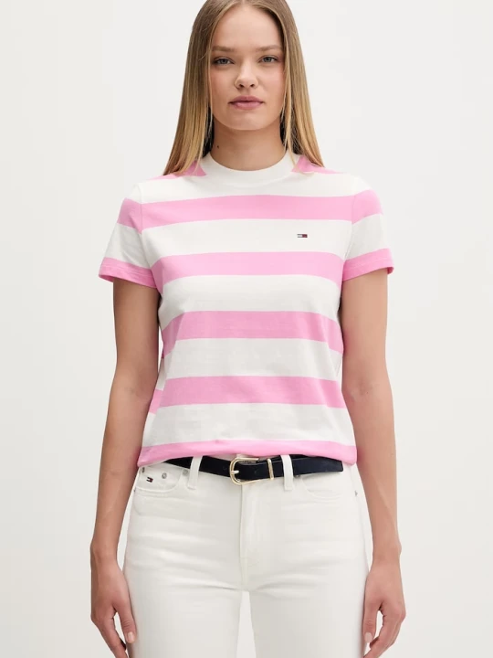 Zdjęcie produktu Tommy Jeans T-shirt damski bawełniany różowy
