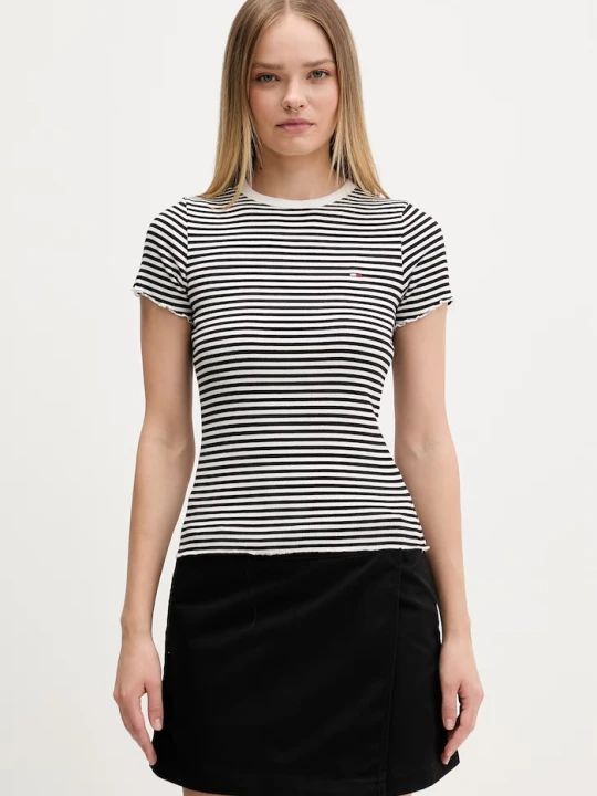 Zdjęcie produktu Tommy Jeans t-shirt damski bawełniany z elastanem czarny