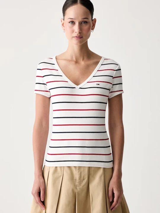 Zdjęcie produktu Tommy Jeans T-shirt damski bawełniany z elastanem biały