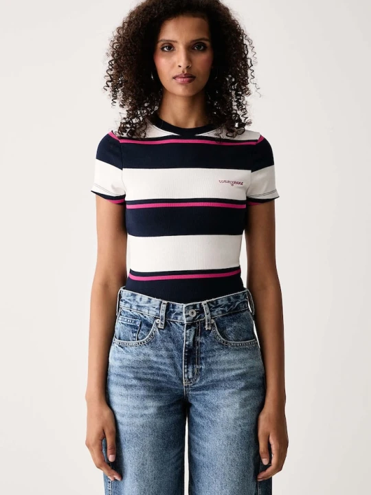 Zdjęcie produktu Tommy Jeans T-shirt damski bawełniany z elastanem granatowy