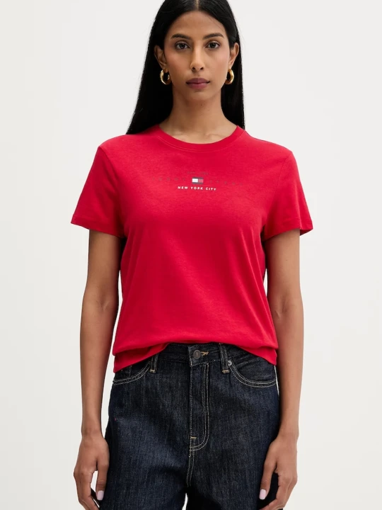 Zdjęcie produktu Tommy Jeans T-shirt damski z bawełną czerwony