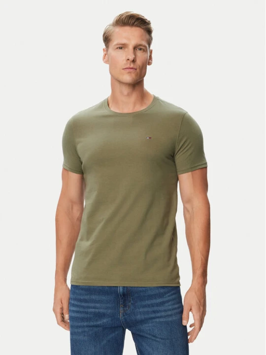 Zdjęcie produktu Tommy Jeans T-Shirt DM0DM04411 Zielony Slim Fit