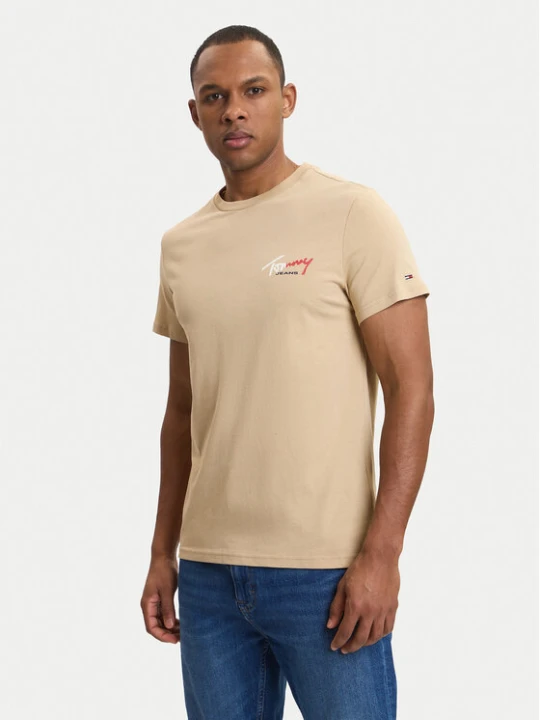 Zdjęcie produktu Tommy Jeans T-Shirt DM0DM22538 Beżowy Slim Fit