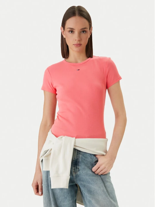 Zdjęcie produktu Tommy Jeans T-Shirt DW0DW17383 Różowy Slim Fit
