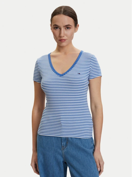 Zdjęcie produktu Tommy Jeans T-Shirt DW0DW17385 Niebieski Slim Fit