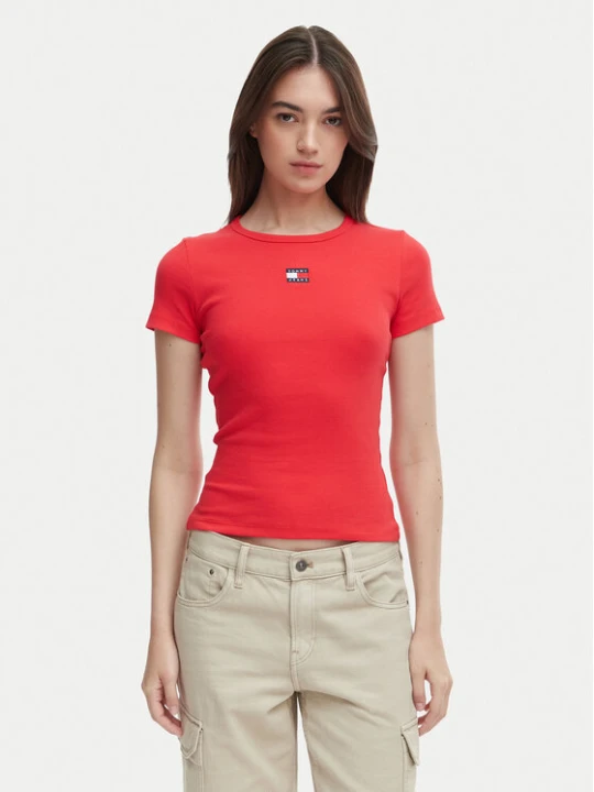 Zdjęcie produktu Tommy Jeans T-Shirt DW0DW17881 Czerwony Slim Fit