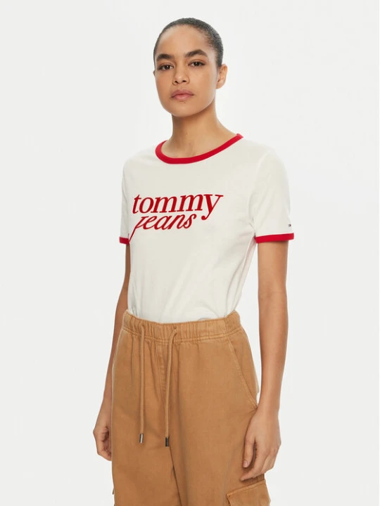 Zdjęcie produktu Tommy Jeans T-Shirt DW0DW19449 Biały Relaxed Fit