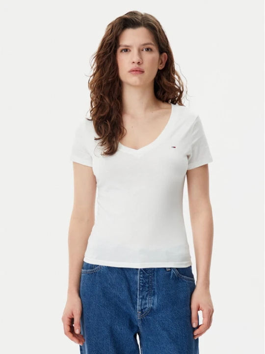 Zdjęcie produktu Tommy Jeans T-Shirt DW0DW20458 Biały Slim Fit
