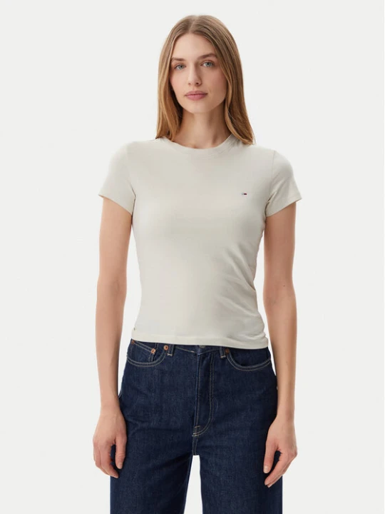 Zdjęcie produktu Tommy Jeans T-Shirt DW0DW20459 Beżowy Slim Fit