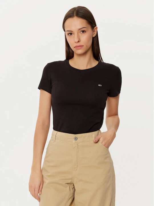 Zdjęcie produktu Tommy Jeans T-Shirt DW0DW20459 Czarny Slim Fit