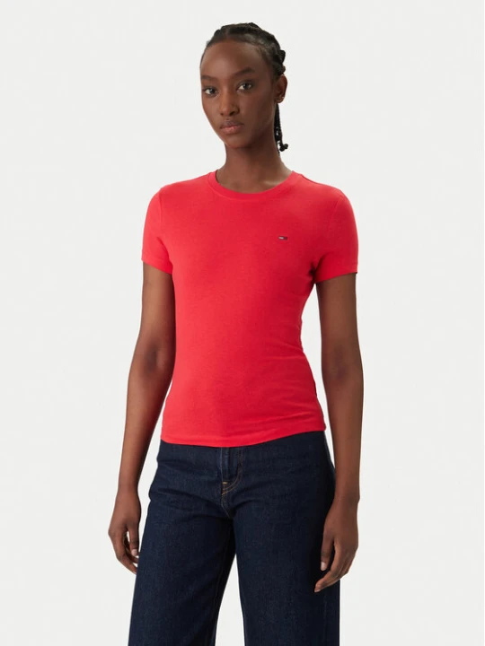 Zdjęcie produktu Tommy Jeans T-Shirt DW0DW20459 Czerwony Slim Fit
