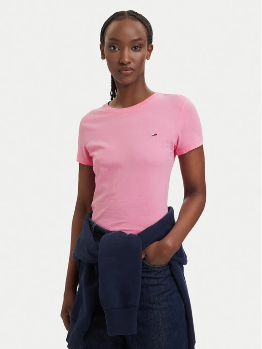 Zdjęcie produktu Tommy Jeans T-Shirt DW0DW20459 Różowy jasny Slim Fit