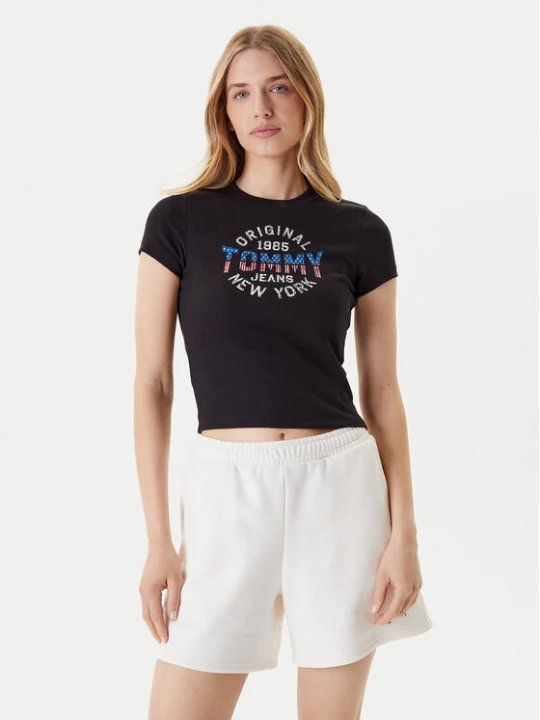 Zdjęcie produktu Tommy Jeans T-Shirt DW0DW21421 Czarny Slim Fit