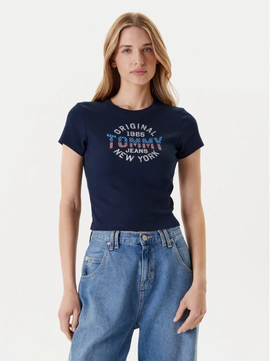 Zdjęcie produktu Tommy Jeans T-Shirt DW0DW21421 Granatowy Slim Fit