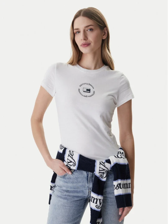Zdjęcie produktu Tommy Jeans T-Shirt DW0DW22273 Biały Slim Fit