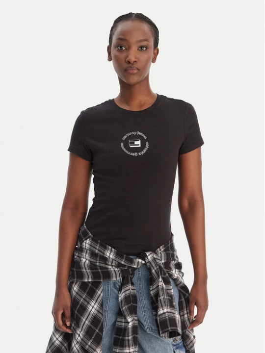 Zdjęcie produktu Tommy Jeans T-Shirt DW0DW22273 Czarny Slim Fit