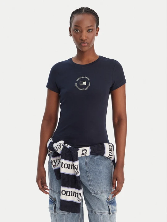 Zdjęcie produktu Tommy Jeans T-Shirt DW0DW22273 Granatowy Slim Fit