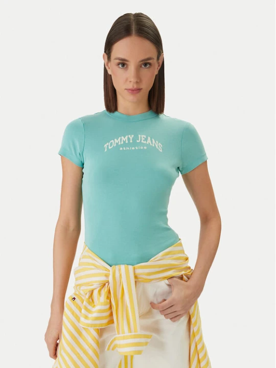 Zdjęcie produktu Tommy Jeans T-Shirt DW0DW22302 Zielony Slim Fit