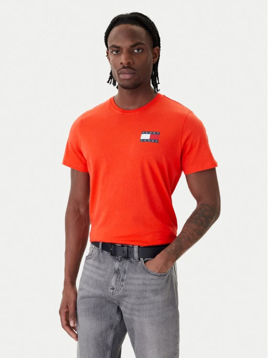 Zdjęcie produktu Tommy Jeans T-Shirt Essential DM0DM20740 Pomarańczowy Slim Fit