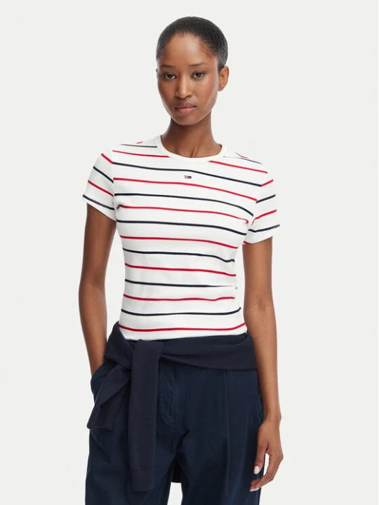 Zdjęcie produktu Tommy Jeans T-Shirt Essential DW0DW17383 Biały Slim Fit